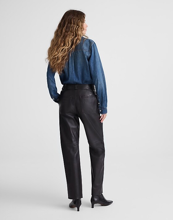 Madewell The Balloon Pant In Leather Jet Black