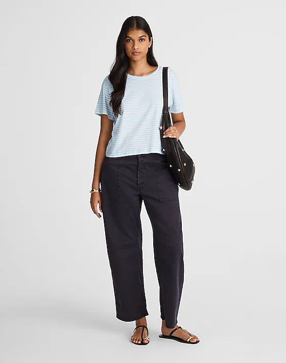 Madewell The Boxy-Crop Tee In Soft Slub Iced Blue
