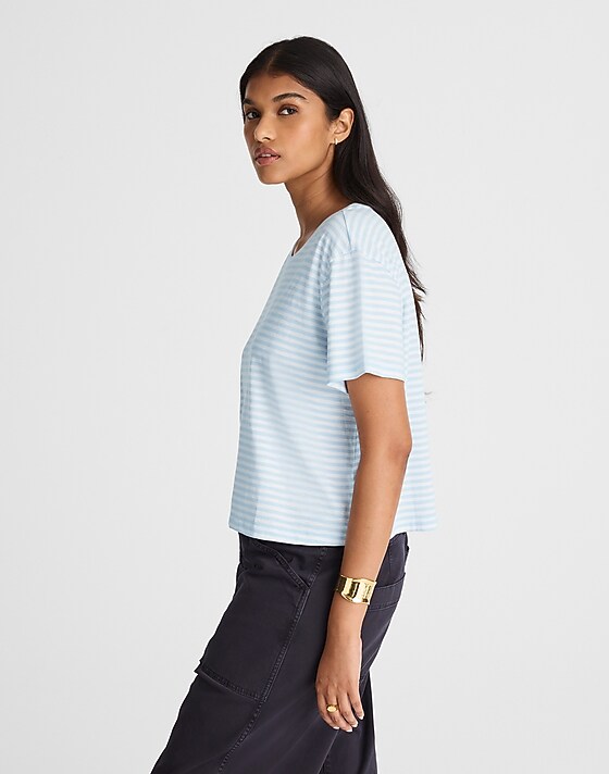 Madewell The Boxy-Crop Tee In Soft Slub Iced Blue