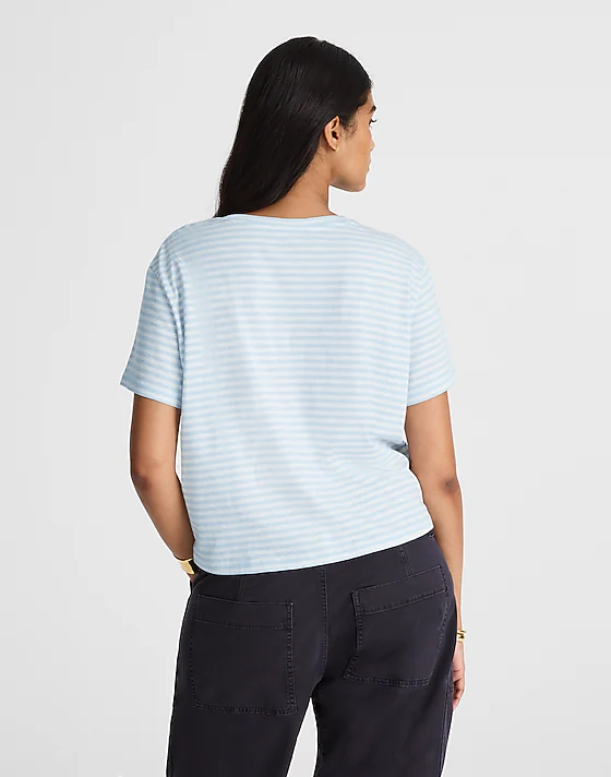 Madewell The Boxy-Crop Tee In Soft Slub Iced Blue