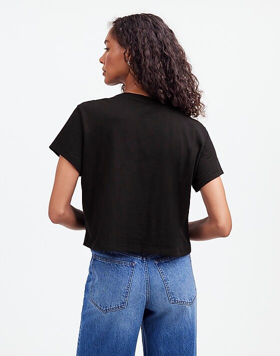 Madewell The Boxy-Crop Tee In Soft Slub Jet Black