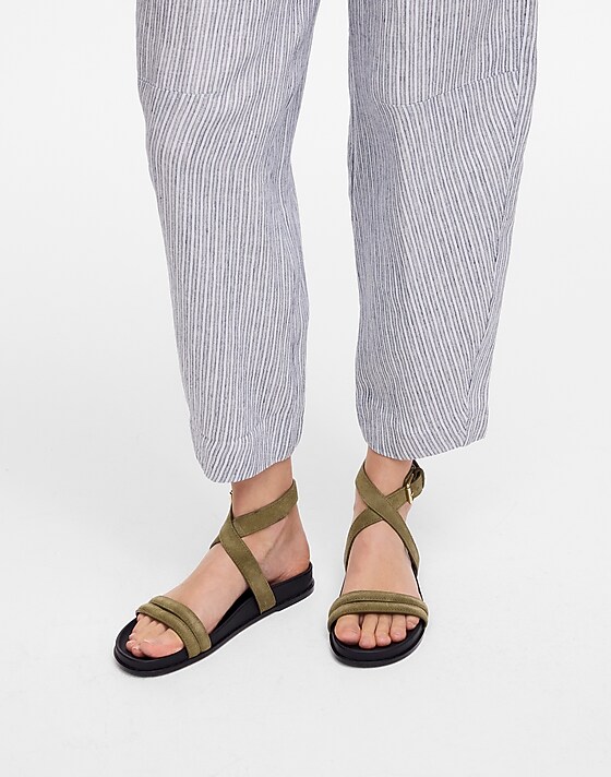 Madewell The Caro Ankle-Wrap Sandals Aged Olive