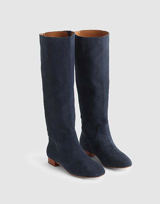Madewell The Dari Tall Boot In Suede Deep Indigo