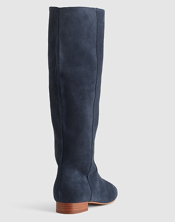 Madewell The Dari Tall Boot In Suede Deep Indigo