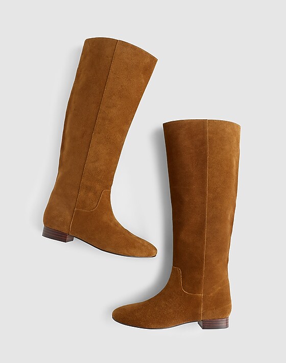 Madewell The Dari Tall Boot In Suede Dried Acorn