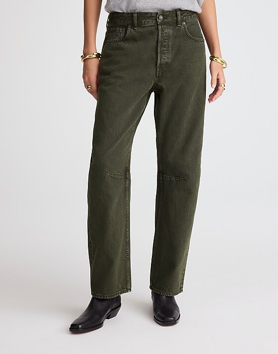 Madewell The Darted Barrel-Leg Jean Mossy Umber