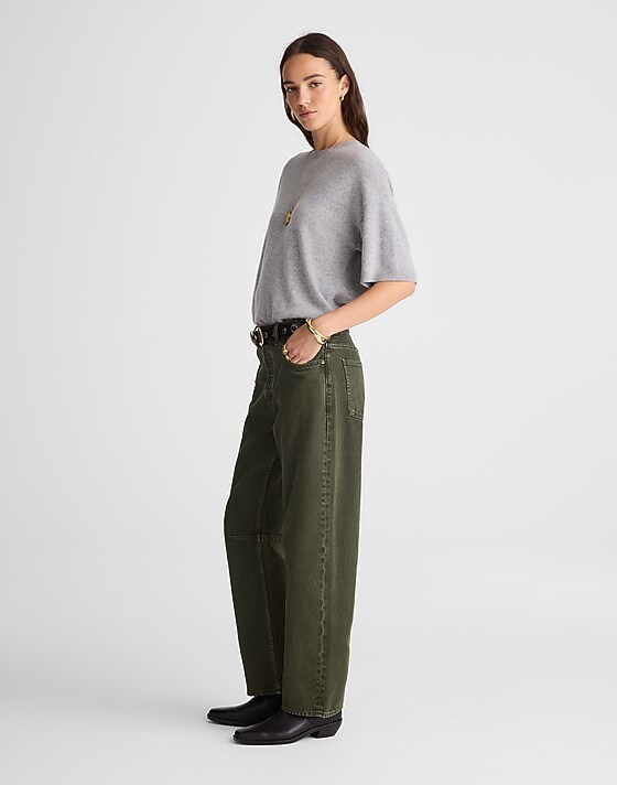 Madewell The Darted Barrel-Leg Jean Mossy Umber