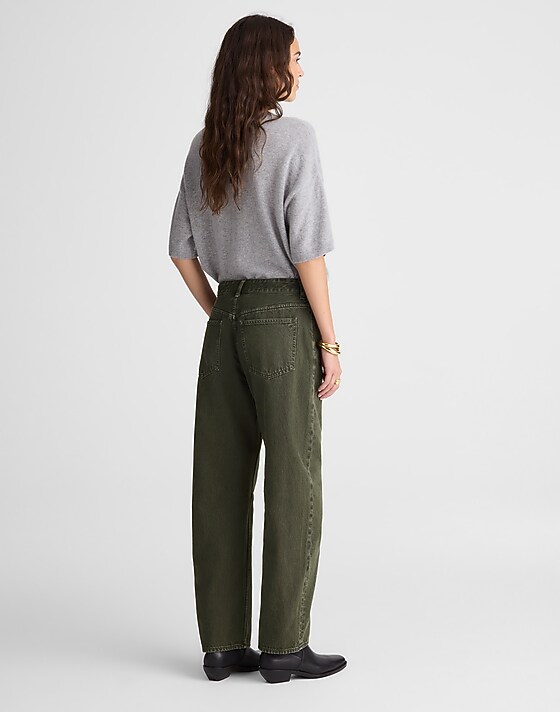 Madewell The Darted Barrel-Leg Jean Mossy Umber