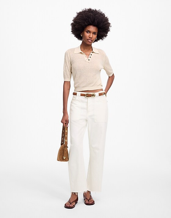 madewell The Darted Barrel-Leg Jean tile white