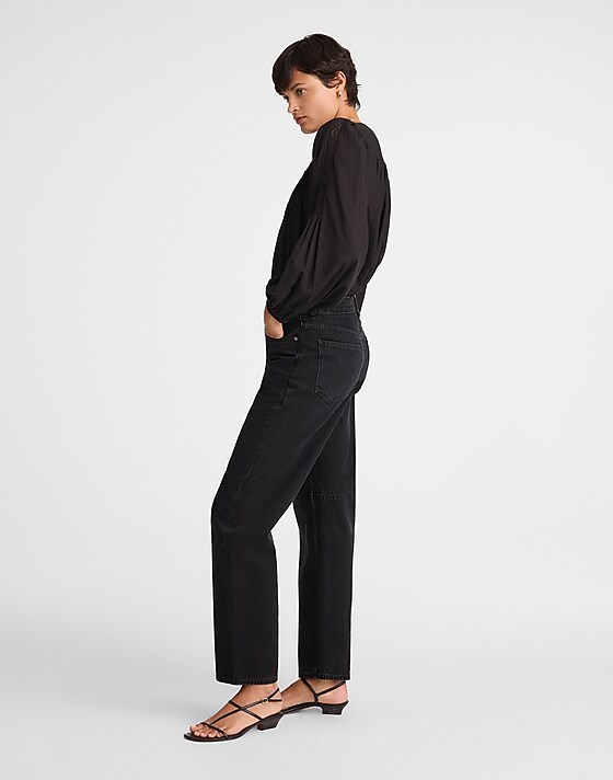 Madewell The Darted Barrel-Leg Jean Washed Black