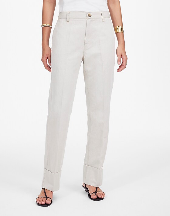 Madewell The Dean Easy Straight Pant Bone