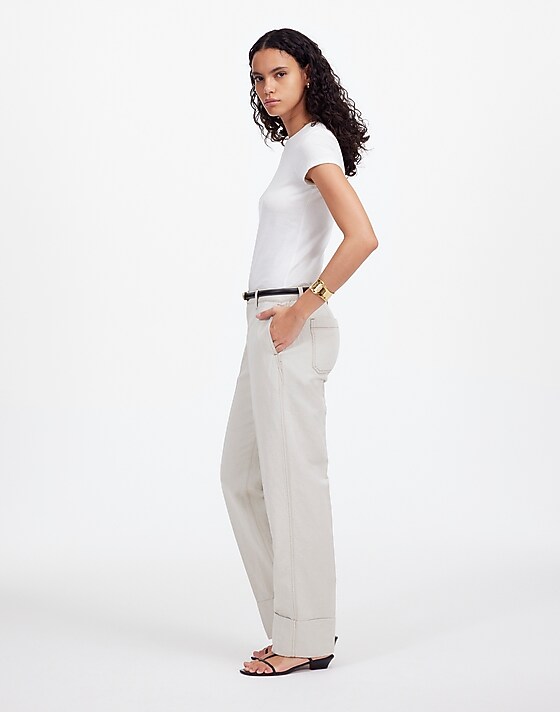 Madewell The Dean Easy Straight Pant Bone