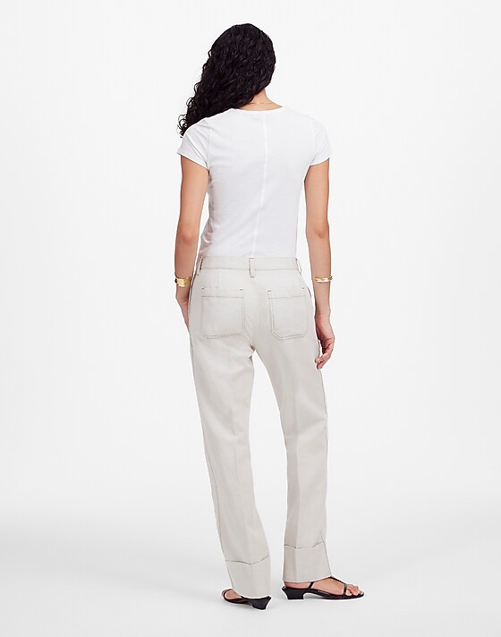 Madewell The Dean Easy Straight Pant Bone