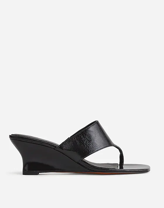 madewell The Deanna Thong Wedge Sandal true black