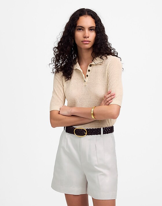 Madewell The Drapey Twill Pleated Short White