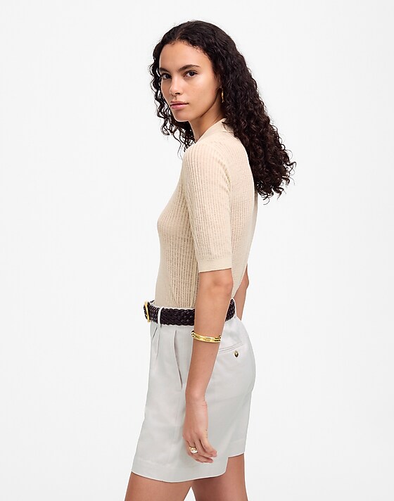 Madewell The Drapey Twill Pleated Short White