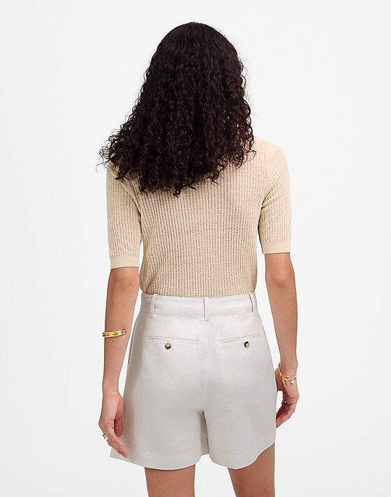 Madewell The Drapey Twill Pleated Short White