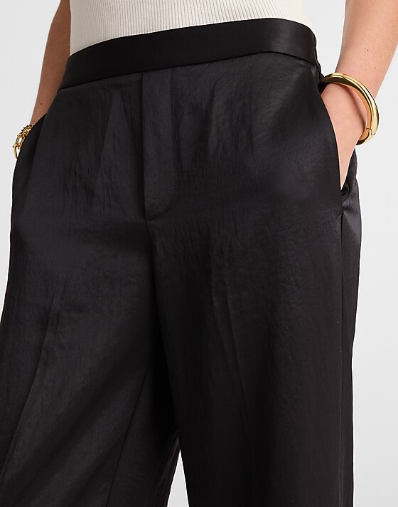 Madewell The Easy Pull-On Pant In Satin Jet Black