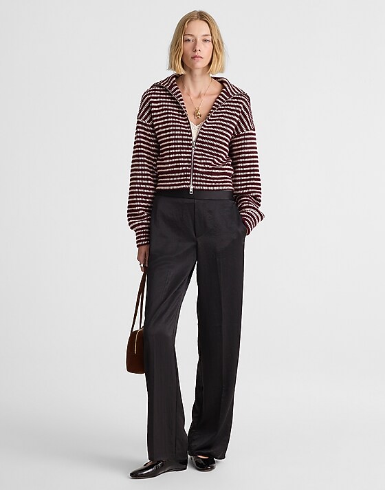 madewell The Easy Pull-On Pant in Satin jet black