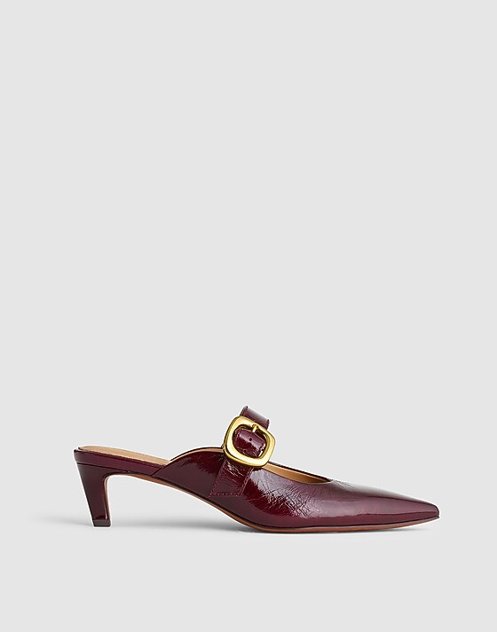 madewell The Emilie Mule in Leather deep plum