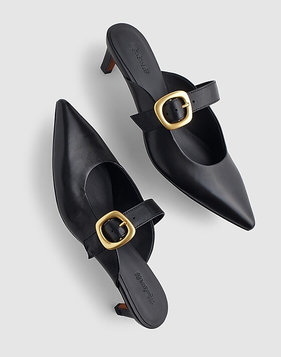 Madewell The Emilie Mule In Leather True Black