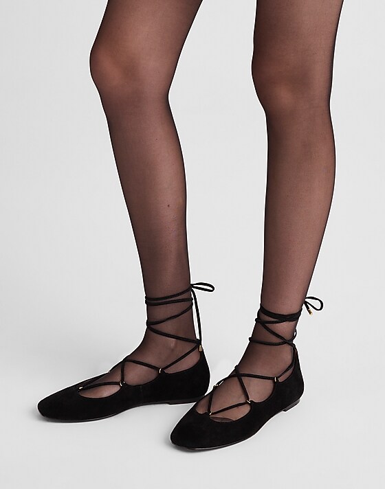 Madewell The Greta Lace-Up Ballet Flat True Black