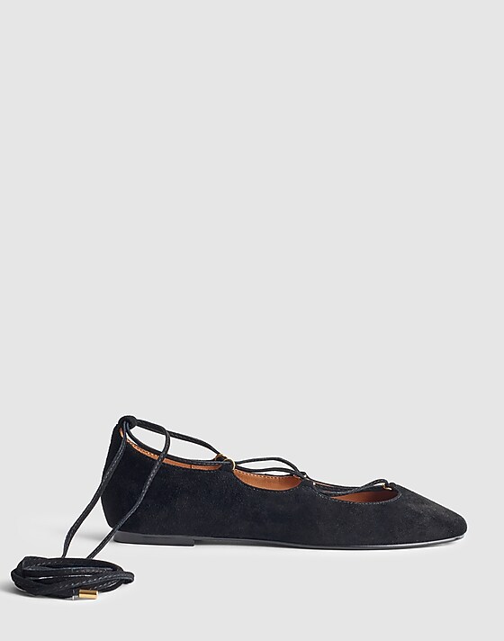 madewell The Greta Lace-Up Ballet Flat true black