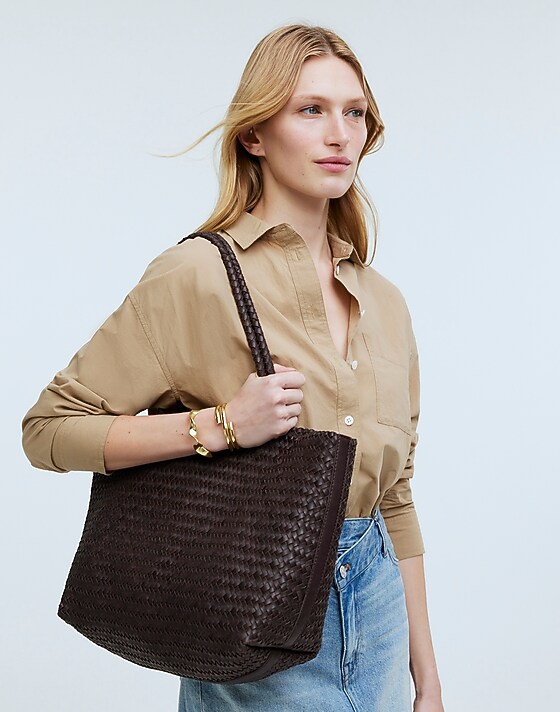 Madewell The Handwoven Leather Tote Coffee Bean