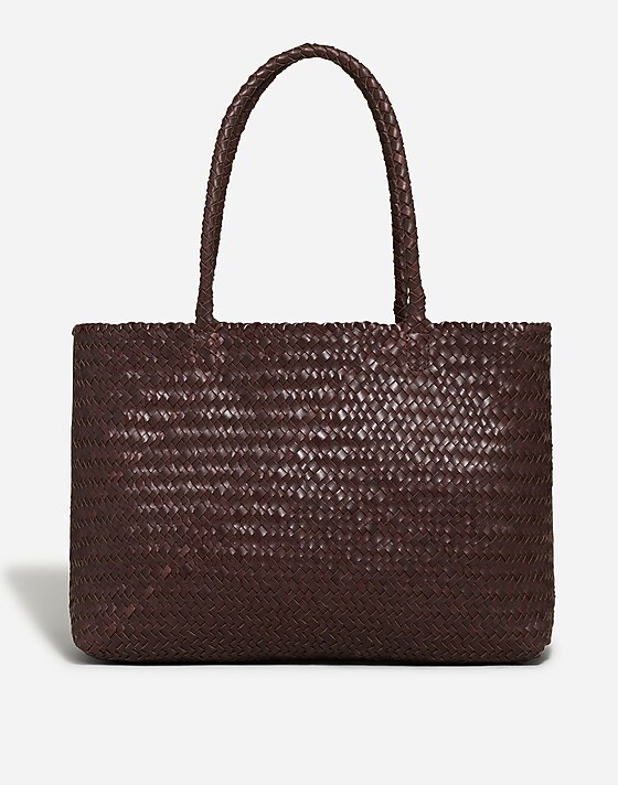 madewell The Handwoven Leather Tote coffee bean