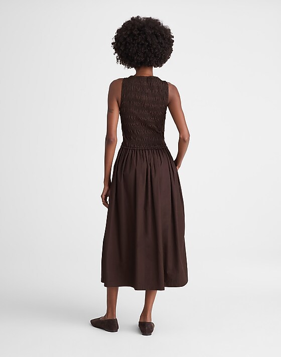 Madewell The Melody Smocked Midi Dress Molasses