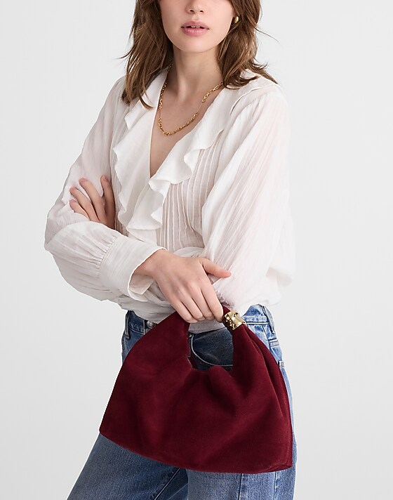 Madewell The Mini Pouch In Suede True Black