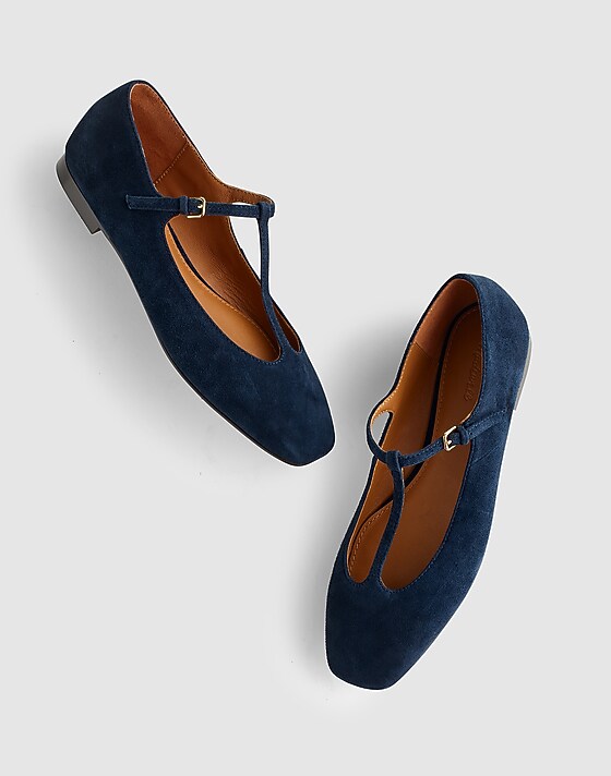 Madewell The Mylie T-Strap Flat Deep Indigo
