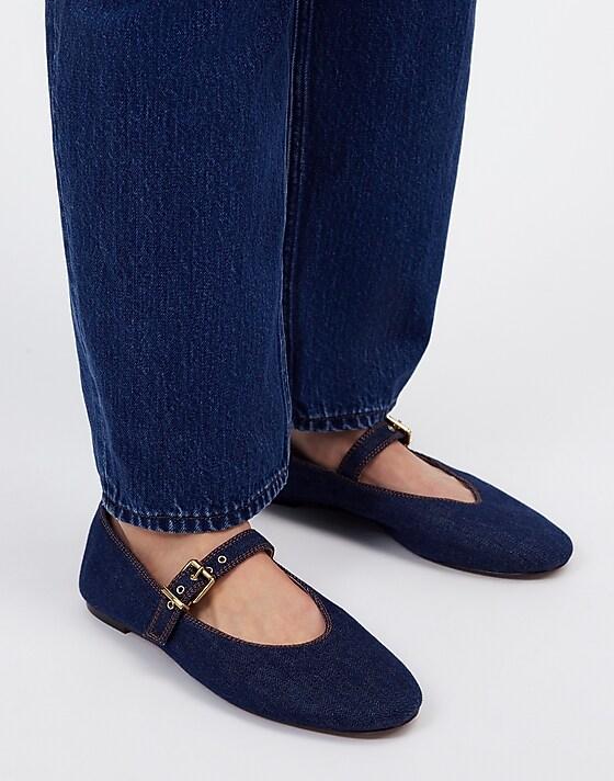 Madewell The Remy Mary Jane Flat Dark Denim Multi