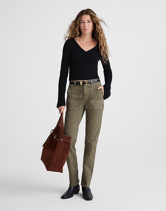 madewell The Slim Straight Utility Pant faded ivy