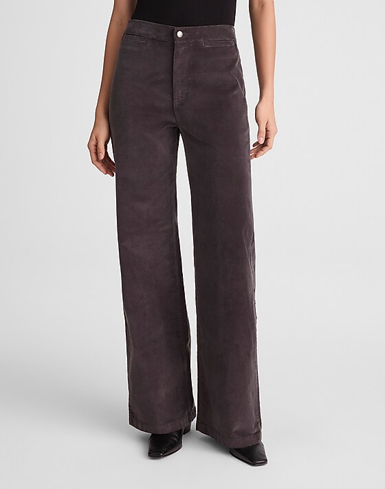 Madewell The Wide-Leg Pant In Corduroy Black Coal