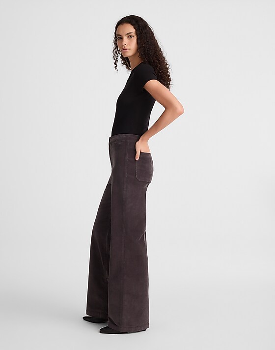 Madewell The Wide-Leg Pant In Corduroy Black Coal