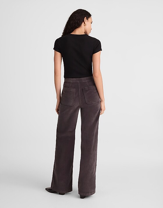 Madewell The Wide-Leg Pant In Corduroy Black Coal