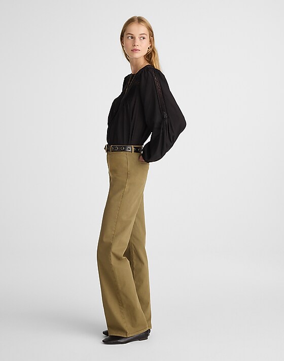 Madewell The Wide-Leg Pant In Twill Green Khaki