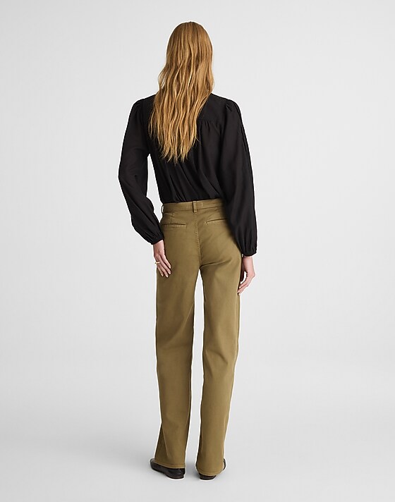 Madewell The Wide-Leg Pant In Twill Green Khaki