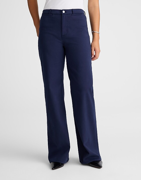 Madewell The Wide-Leg Pant In Twill Midnight Navy