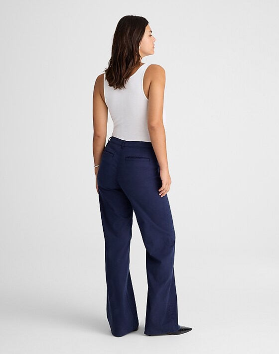 Madewell The Wide-Leg Pant In Twill Midnight Navy
