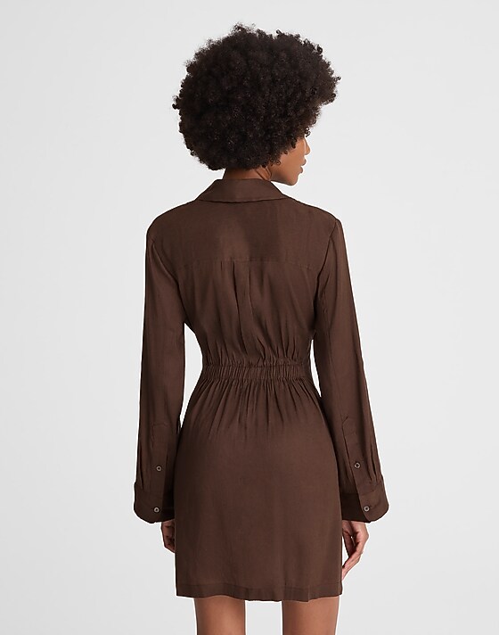 Madewell Tie-Front Shirtdress Roasted Chicory