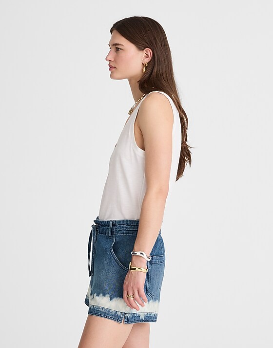Madewell Tie-Waist Denim Shorts Shibori Wash