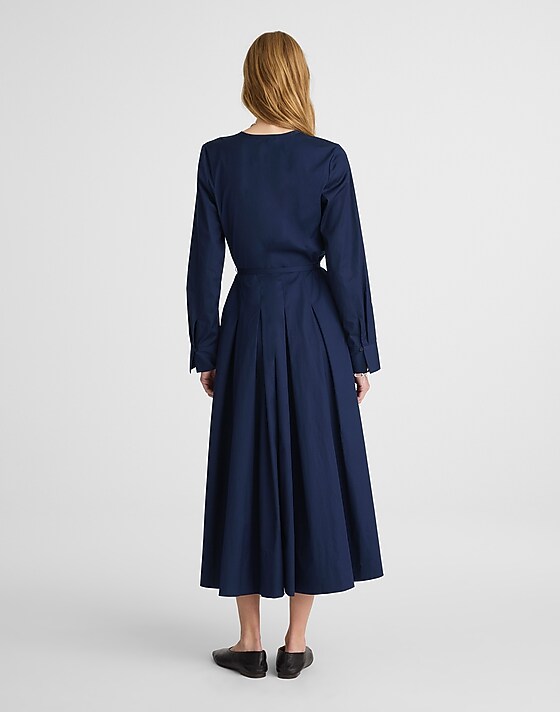 Madewell Tie-Waist Midi Shirtdress Midnight Navy
