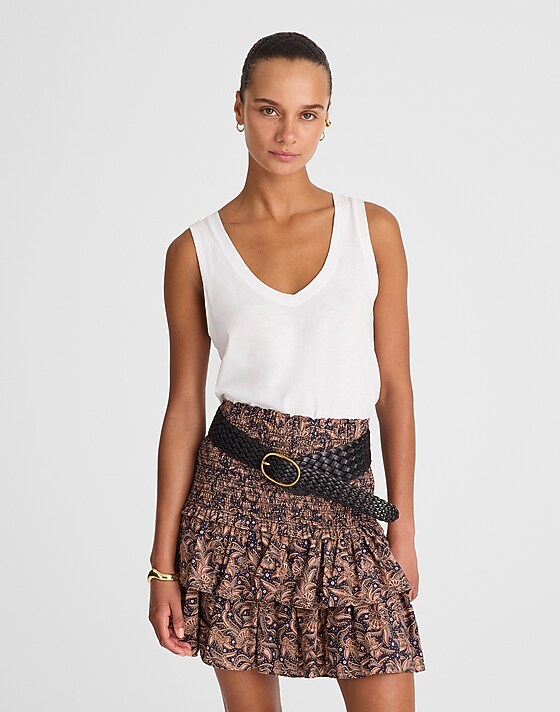 madewell Tiered Mini Skirt maya paisley baked clay