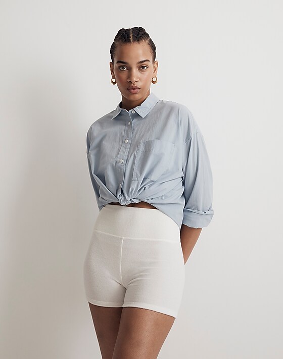 Madewell Towel Terry Biker Shorts Lighthouse