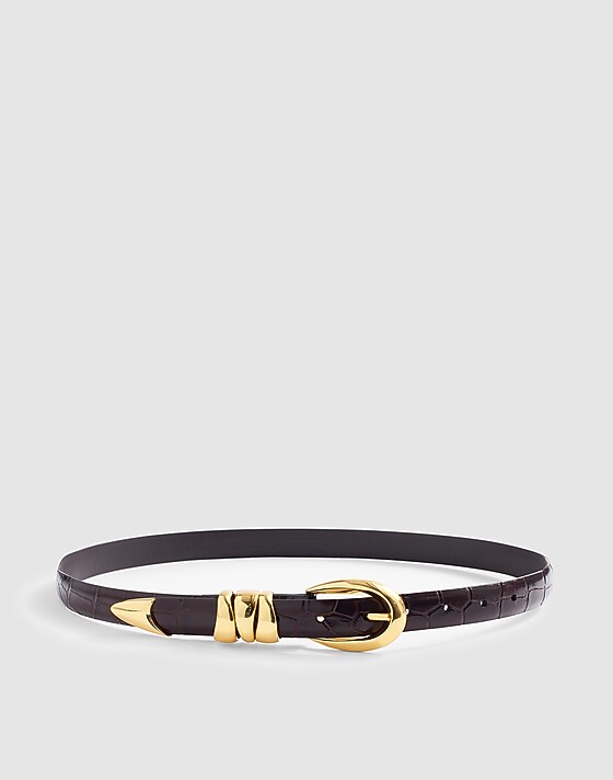 madewell Triple Metal Keeper Belt chocolate raisin