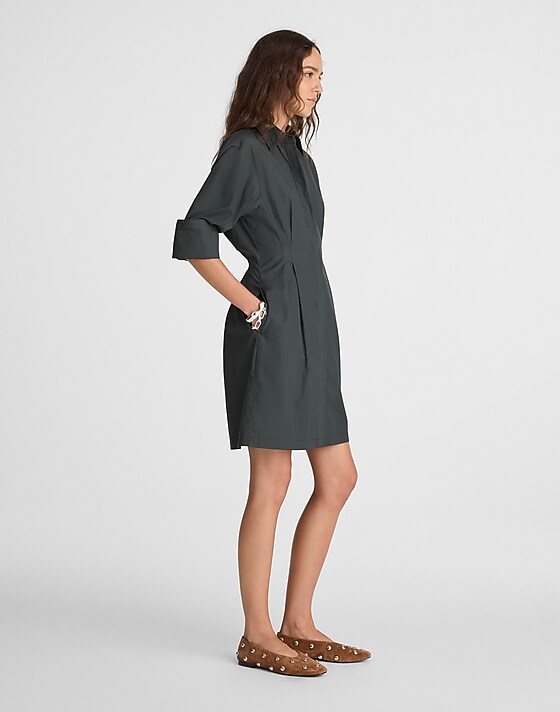 Madewell Tucked Mini Shirtdress Summit Green