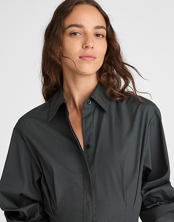 Madewell Tucked Mini Shirtdress Summit Green