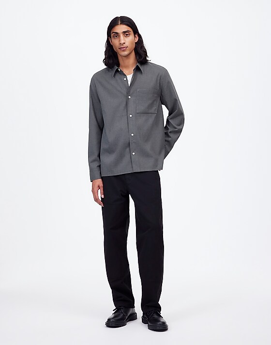 Madewell Twill Easy Long-Sleeve Shirt Light Grey